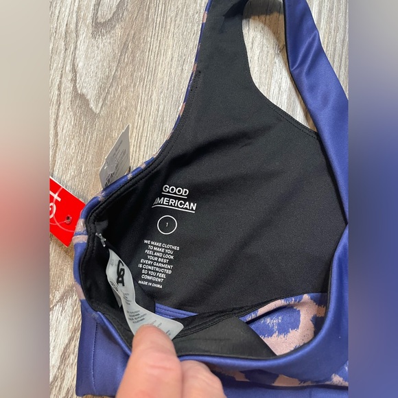 NEW Good American The Step Sports Bra Leopard Purple Cutout Cross Straps Wide 1 - Picture 5 of 8